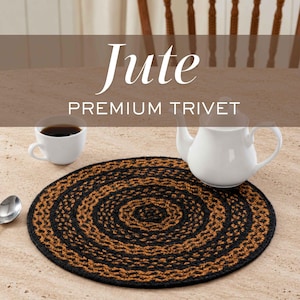 Küchenuntersetzer aus Jute, Topflappen, Tischschutz im Landhausstil, rustikales Wohnaccessoire im Boho-Stil, gewebte, hitzebeständige Matte aus Naturfasern, geflochten