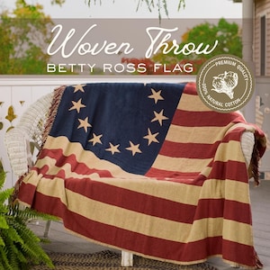 American Flag Blanket Premium Cotton Woven Throw Afghan Gift Mom Birthday Girlfriend Present Housewarming Home Living Room Wall Hanging Deco