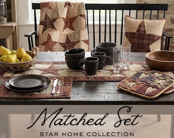 Matching Shower present primitive home rustic design newlywed gift set red star shape design americana decor parent gift anniversary party