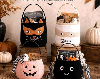 Personalized Boo Basket Kids Halloween Gift Trick or Treat Bag Custom Name Halloween Bucket Halloween Basket Girl Boy October Gift