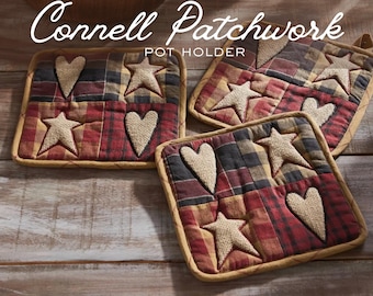 Country Kitchen potholder Patchwork Design rustic Star Quilted Heat Pad Protection Farmhouse Cooking Cotton Potholder Set Housewarming Gift