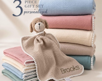 Personalized Baby Christmas Gift Set Mix and Match Crochet Animal Blanket Christmas Gift Idea for Baby New Baby Keepsake Baby Shower Gift