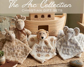 noah ark baby blanket custom plushie cute godchild christening gift spring baptism idea baby name ceremony handmade gift from godmother
