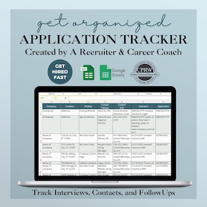 Application Tracker Excel Job Search Spreadsheet College Student Job Tracker Internship Google Sheets Resume Organizer Entry Level Download