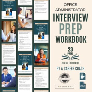 Interview Prep Workbook Admin Interview Questions Office Supplies Printable Answer Guide Executive Assistant Resume Tips New Job Planner