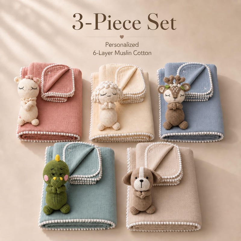 Rsttle Rattle and Blanket Set - Etsy