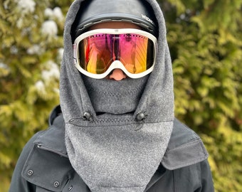 Charcoal Ski Hood Fits Over Helmet, Balaclava, Snood. Helmet Hood!