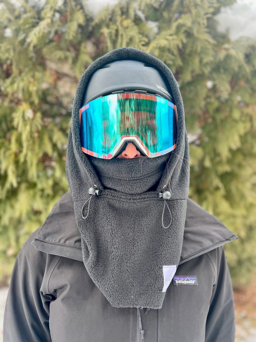 Black Ski Hood Fits Over Helmet, Balaclava, Snood. Helmet Hood Etsy