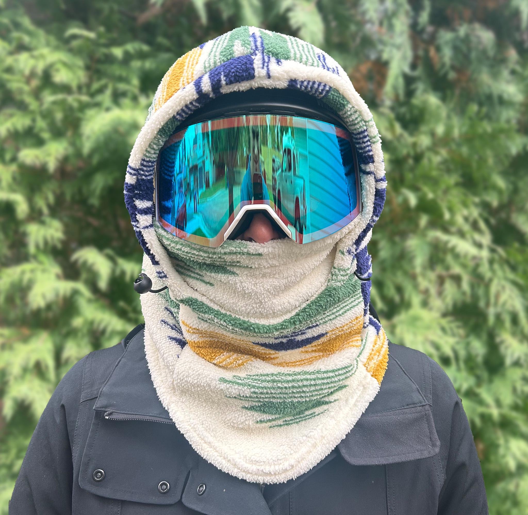 Sherpa Balaclava Snowboard Hood White Aztec Ski Fleece Helmet Snood