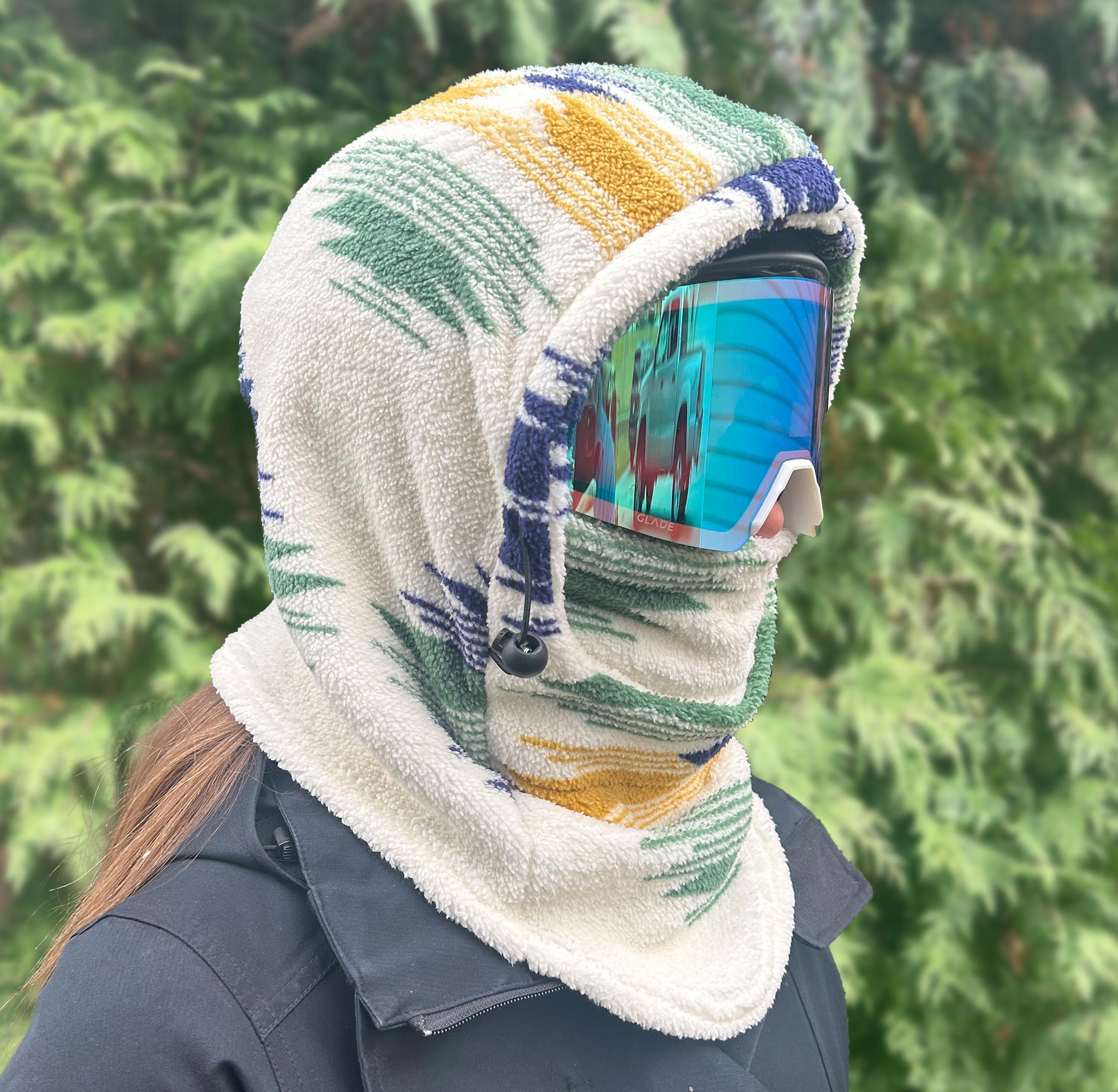 Sherpa Balaclava Snowboard Hood White Aztec Ski Fleece Helmet Snood