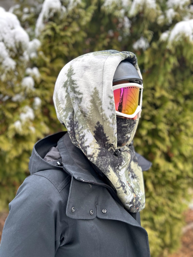 Forest Ski Hood Fits Over Helmet Balaclava Snood. Helmet Etsy