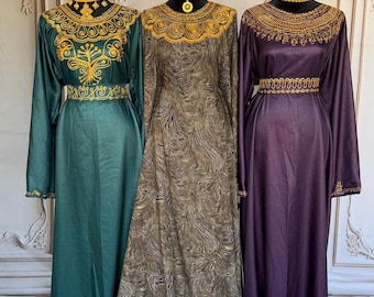 Luxurious Modest Maxi Collection Royal Gold Embroidered & Marble Print Dresses Traditional and Contemporary Styles