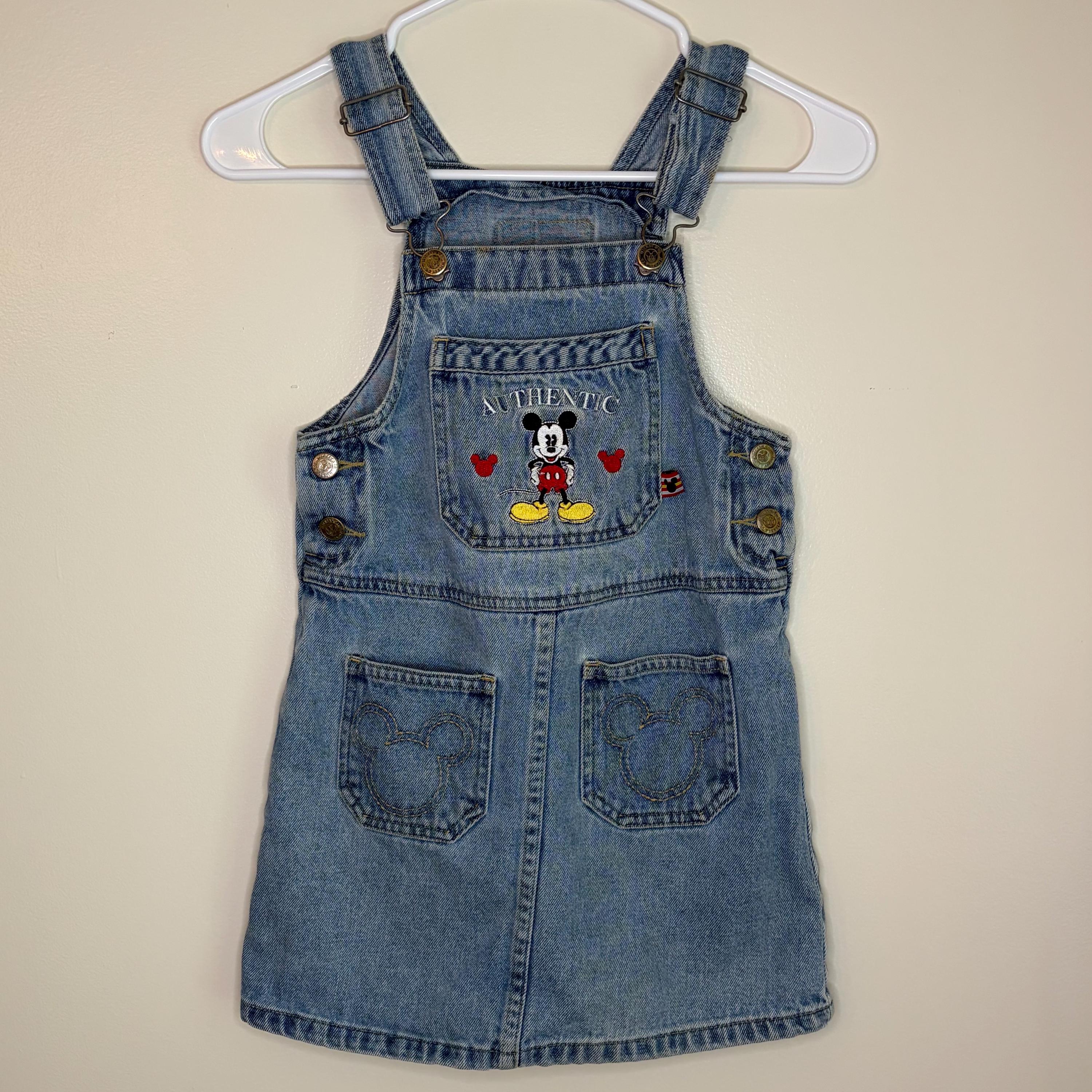 mickey mouse denim overall dress Vintage Y2K & Co Jumper Embroidered Overalls No Size Child Belle Bouquet Cotton Linen upload-20251013 Her universe Size:04 100% cotton woven denim