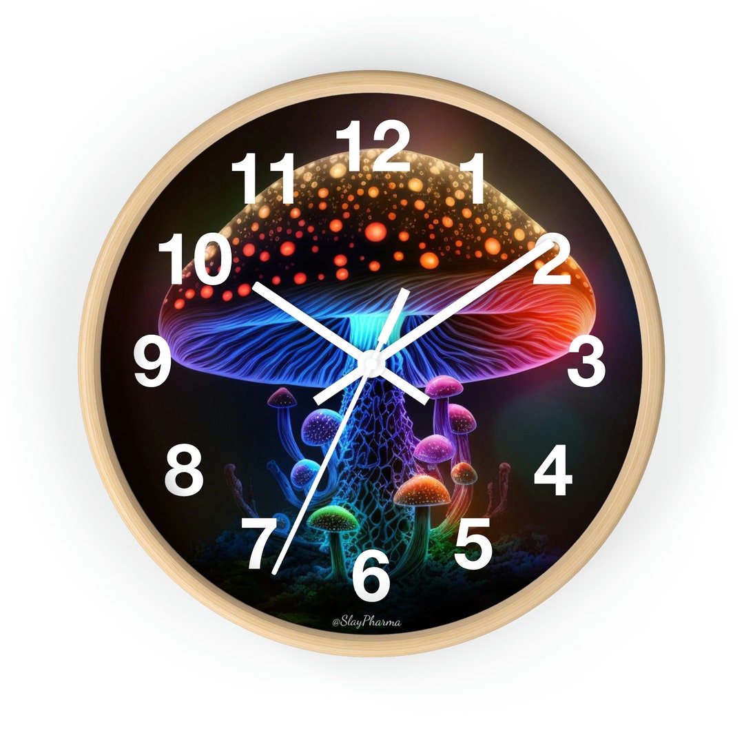 Glowing Mushroom Wall Clock W/ Numbers Etsy