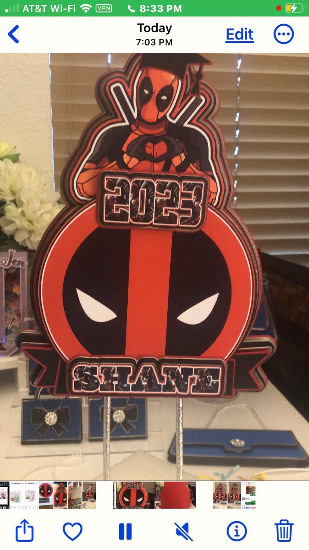 Deadpool Inspired Cake Topper Party Decorations Birthday Graduation - Etsy