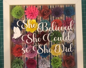 Shadowbox Flowers Personalized name Mothers Day gift Customized Baby Shower roses mom Mimi grandma birthday party