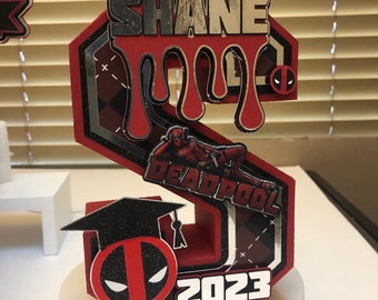 Personalized Party Decorations Table centerpiece Deadpool inspired any theme can be made butterflies the possibilities are endless