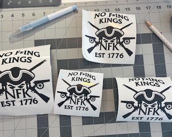 Décalcomanie en vinyle No Kings | autocollant patriotique | Sticker voiture de guerre révolutionnaire | Sticker pour ordinateur portable liberté | Vinyle politique amusant