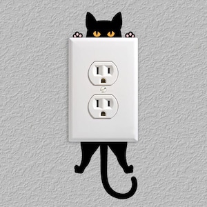 Cat lover vinyl wall decal, kitty wall vinyl sticker this is so cute for cat lovers Outlet cover decal