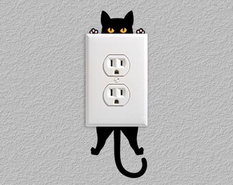 Cat lover vinyl wall decal, kitty wall vinyl sticker this is so cute for cat lovers Outlet cover decal
