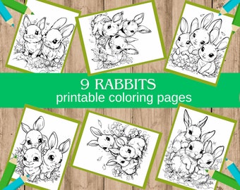 9 Rabbit Bunny Dinosaur Coloring Pages for Kids Toddlers Preschoolers ...