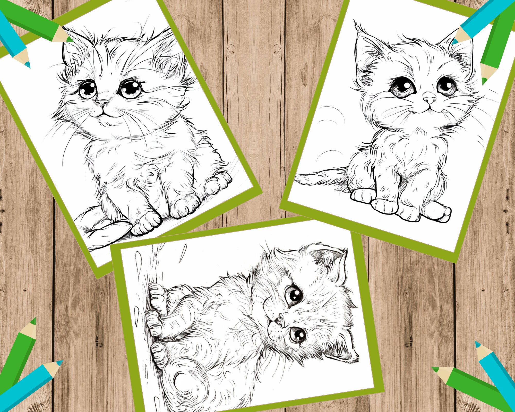 9 KITTEN Coloring Pages for Kids Toddlers Preschoolers Toddlers Book ...