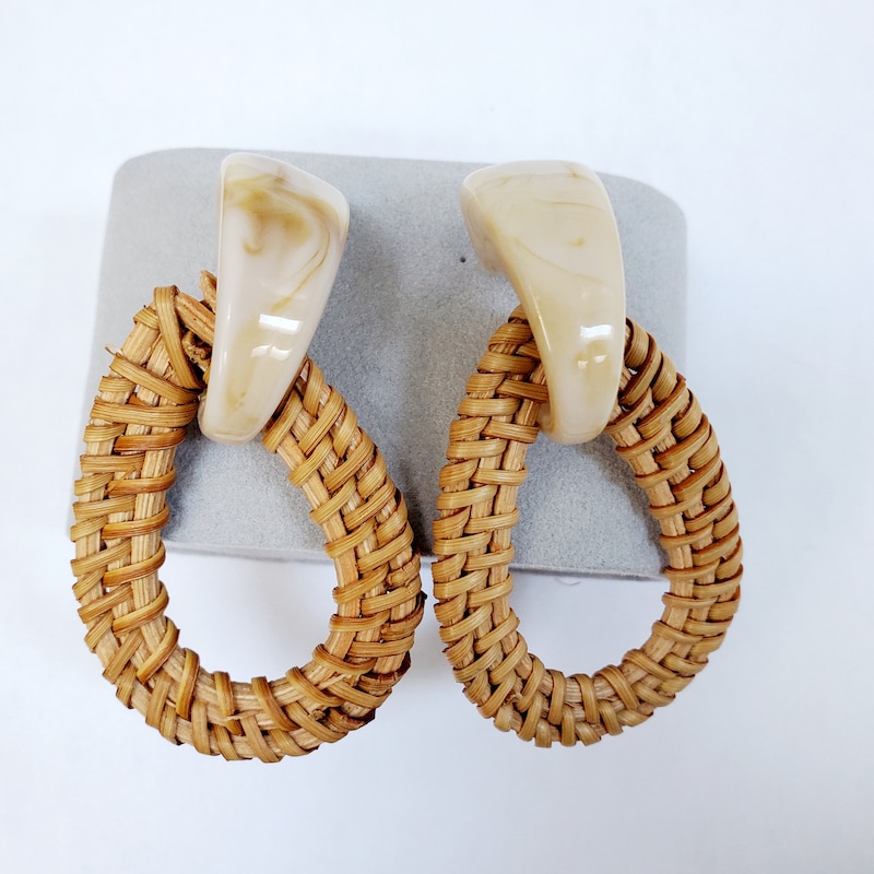 Rattan Earrings - Etsy