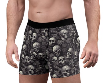 Skull, Men's Boxer Briefs, Boxers, underwear, Comfortable, Stylish, Breathable, Supportive, Soft, Fashionable, Durable, Versatile, shorts