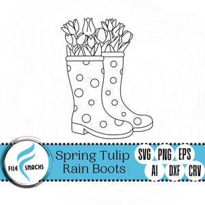 Spring Tulip Rain Boots SVG | Garden sVg File | File Snacks | Laser SVG File | OmTech Cutting File | Mira Cuttable File | Glowforge SVG File
