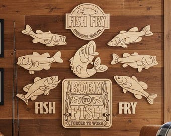 フィッシュフライ サイン SVG | Bass & Trout Designs (デジタルダウンロード)
