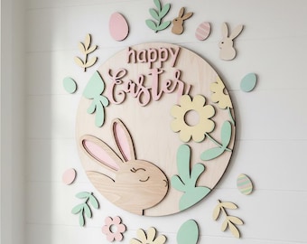 Easter Bunny Round SVG | Door Hanger Laser Cut File (Digital Download)