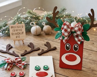 Reindeer Face Kit, DIY Christmas Decor, Laser Cut Files (Digital Download)