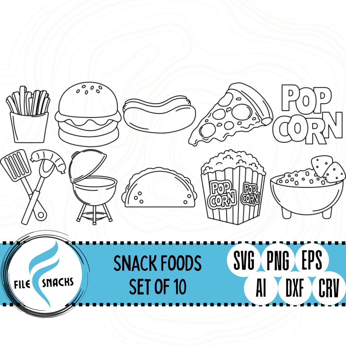 Snackmaster Svg Snack Foods SVG Cut Files | Pizza, Popcorn Designs (digital Download ...