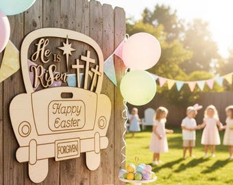 Easter He Is Risen Truck SVG | Religious Easter Cut File (Digital Download)