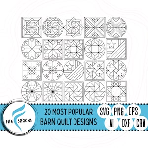 Los 20 más populares Barn Quilt SVG / Diseños geométricos / Archivos SVG láser / Archivos de corte OmTech / Archivo cortable Mira / Archivos SVG Glowforge