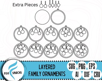 Personalized Family Ornament SVG | Laser Cut Files (Digital Download)