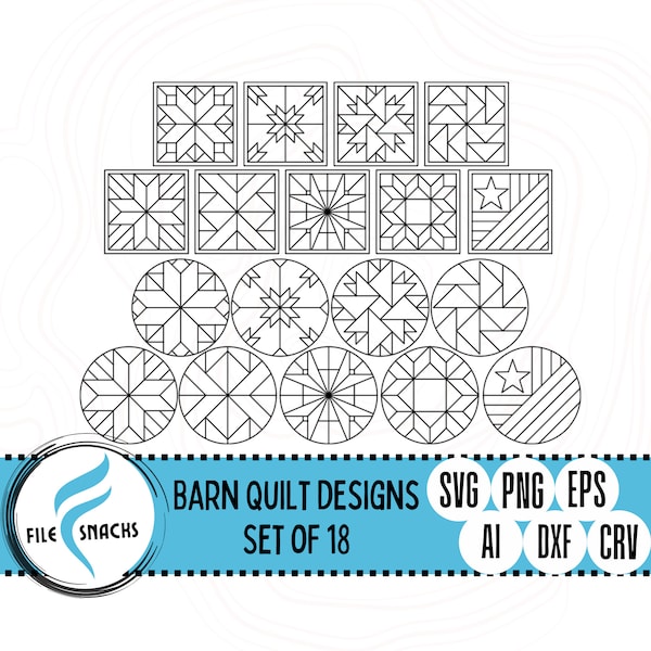 Barn Quilt SVG | Geometric Designs | Laser SVG Files | OmTech Cutting Files | Mira Cuttable File | Glowforge SVG Files