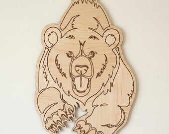 Detailed Charging Grizzly Bear SVG | Laser Cut File (Digital Download)