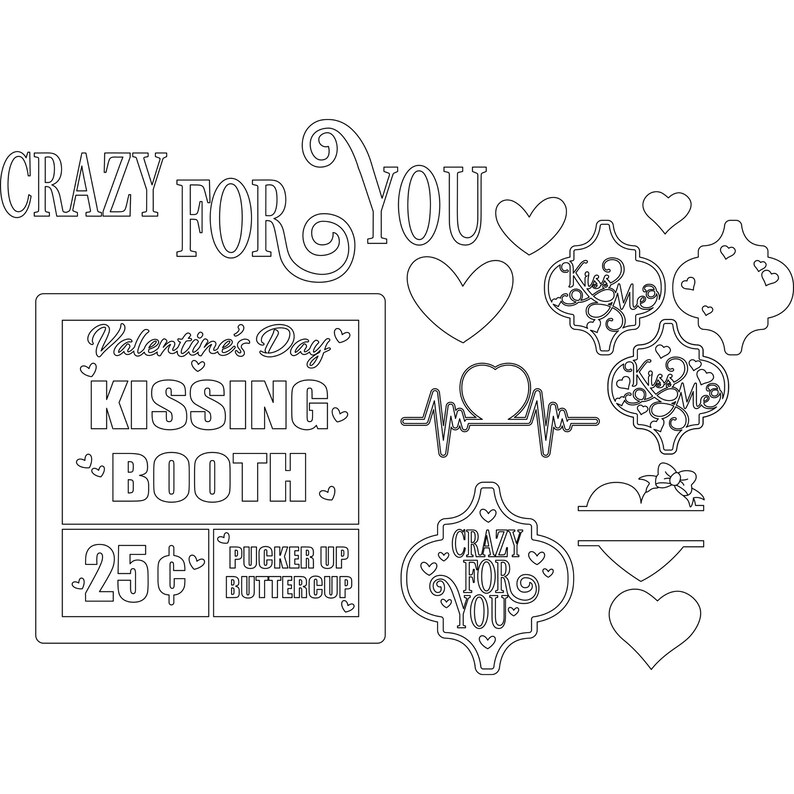 Valentine Sign Set SVG Crazy for You Svg File Snacks Laser SVG File Omtech Cutting Files Mira