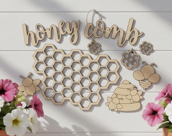 Honey Comb and Bees SVG | Laser Cut File (Digital Download)
