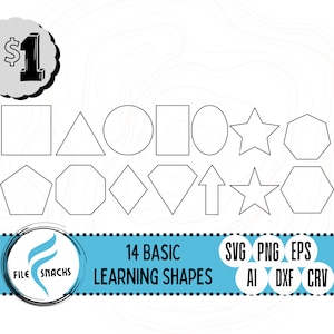 Basic Learning Shapes SVG | Hexagon - Octagon - Stars | Laser SVG Files | OmTech Cutting Files | Mira Cuttable File | Glowforge SVG Files