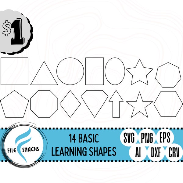 Basic Learning Shapes SVG | Hexagon - Octagon - Stars | Laser SVG Files | OmTech Cutting Files | Mira Cuttable File | Glowforge SVG Files