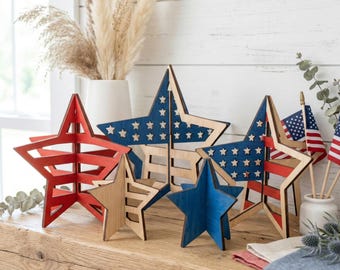 Patriotic 3D Star Laser Cut Files, Set of 5 (Digital Download)