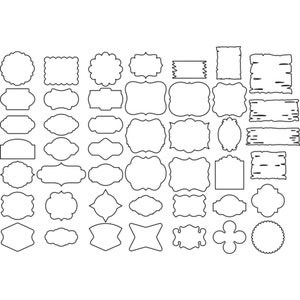 May include: A set of 40 black and white outline frames in various shapes and sizes. The frames are perfect for adding a vintage touch to your designs.