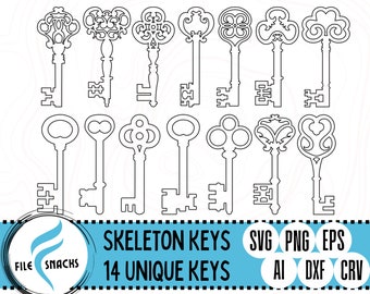 14 Skeleton Keys SVG | Master Set of Keys sVg Files | House Key SVG Files | OmTech Cutting Files | Mira Cuttable File | Glowforge SVG Files