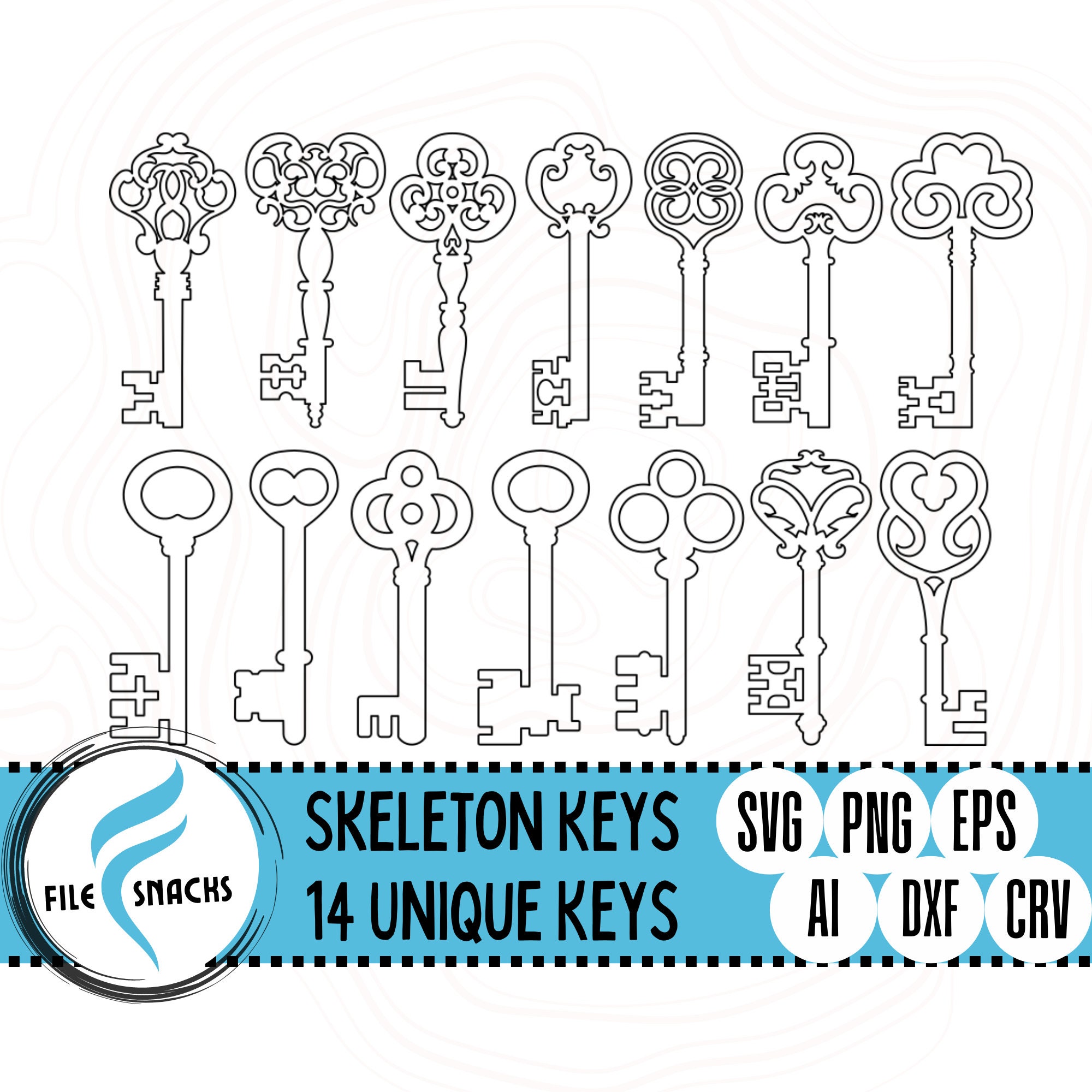 14 Skeleton Keys SVG Master Set of Keys Svg Files House Key SVG Files Omtech Cutting Files Mira