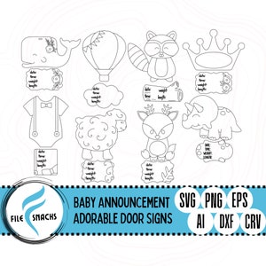 Adorable Baby Announcement SVG | Baby Door Hangers File | Laser SVG Files | OmTech Cutting Files | Mira Cuttable File | Glowforge SVG Files