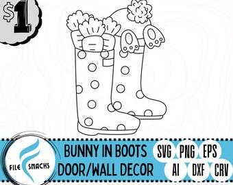 Bunny in Boots SVG | Rain Boots with Bunny sVg | Laser SVG Files | OmTech Cutting Files | Mira Cuttable File | Glowforge SVG Files