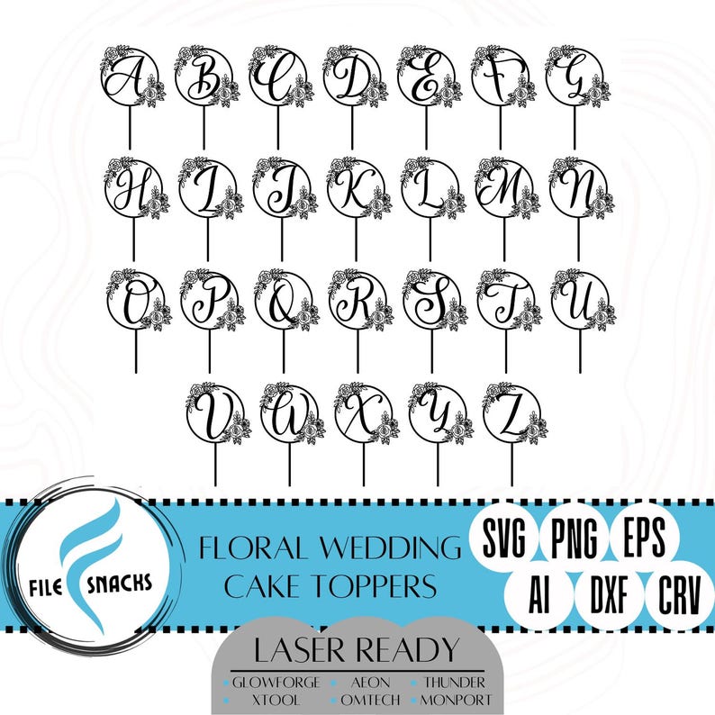 Floral Cake Topper | Initial Cake Toppers | Wedding Cake Toppers ...
