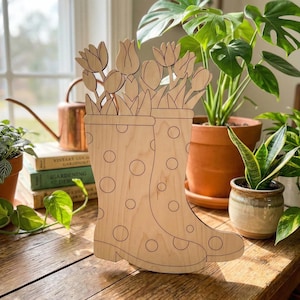 Spring Tulip Rain Boots SVG | Laser Cut File (Digital Download)